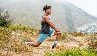hiker stretching