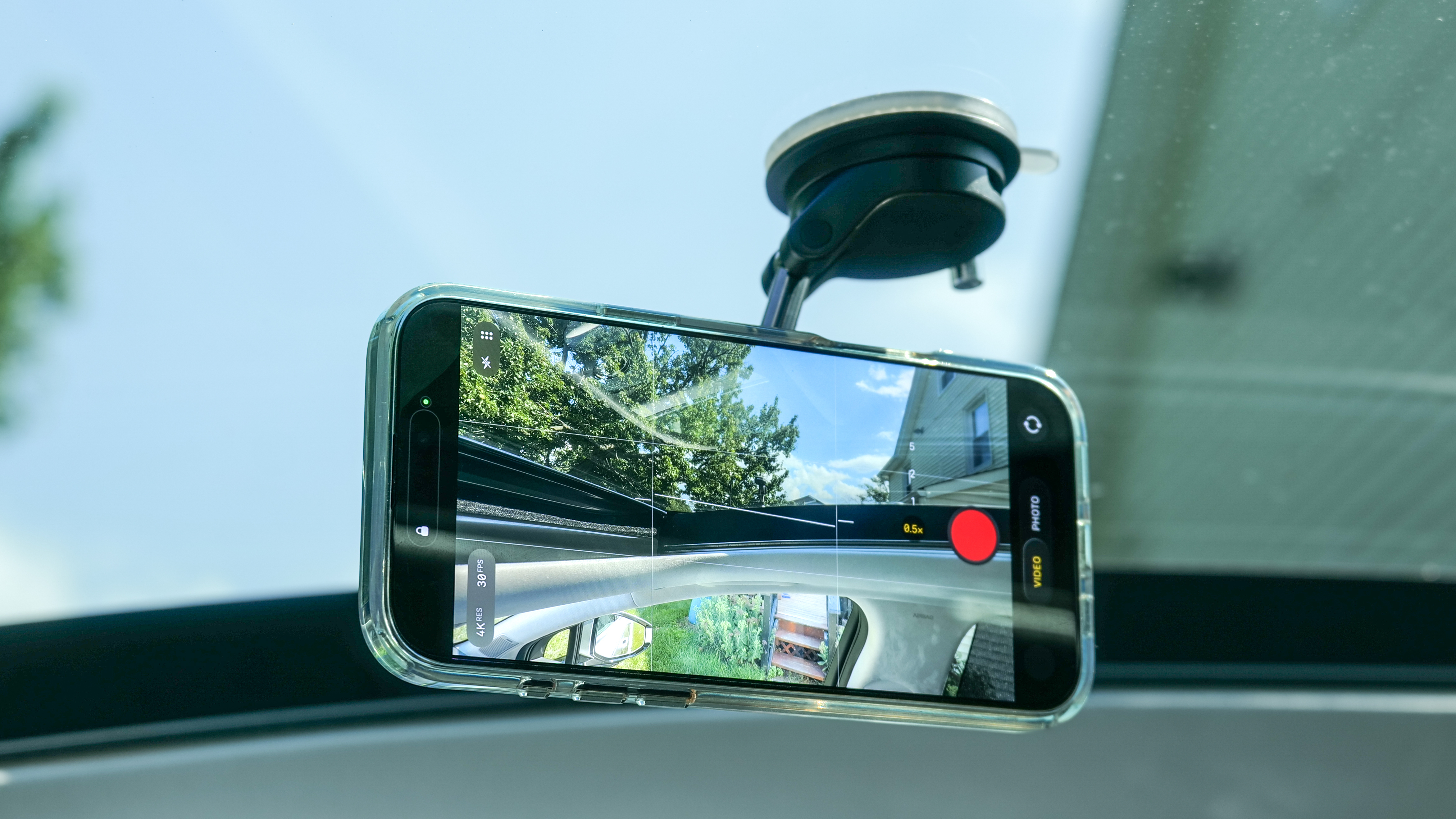 Lisen Suction Cup Phone Mount on windshield.