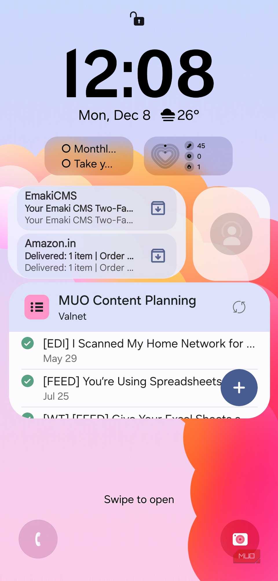 Widgets on Samsung phone lock screen.jpg
