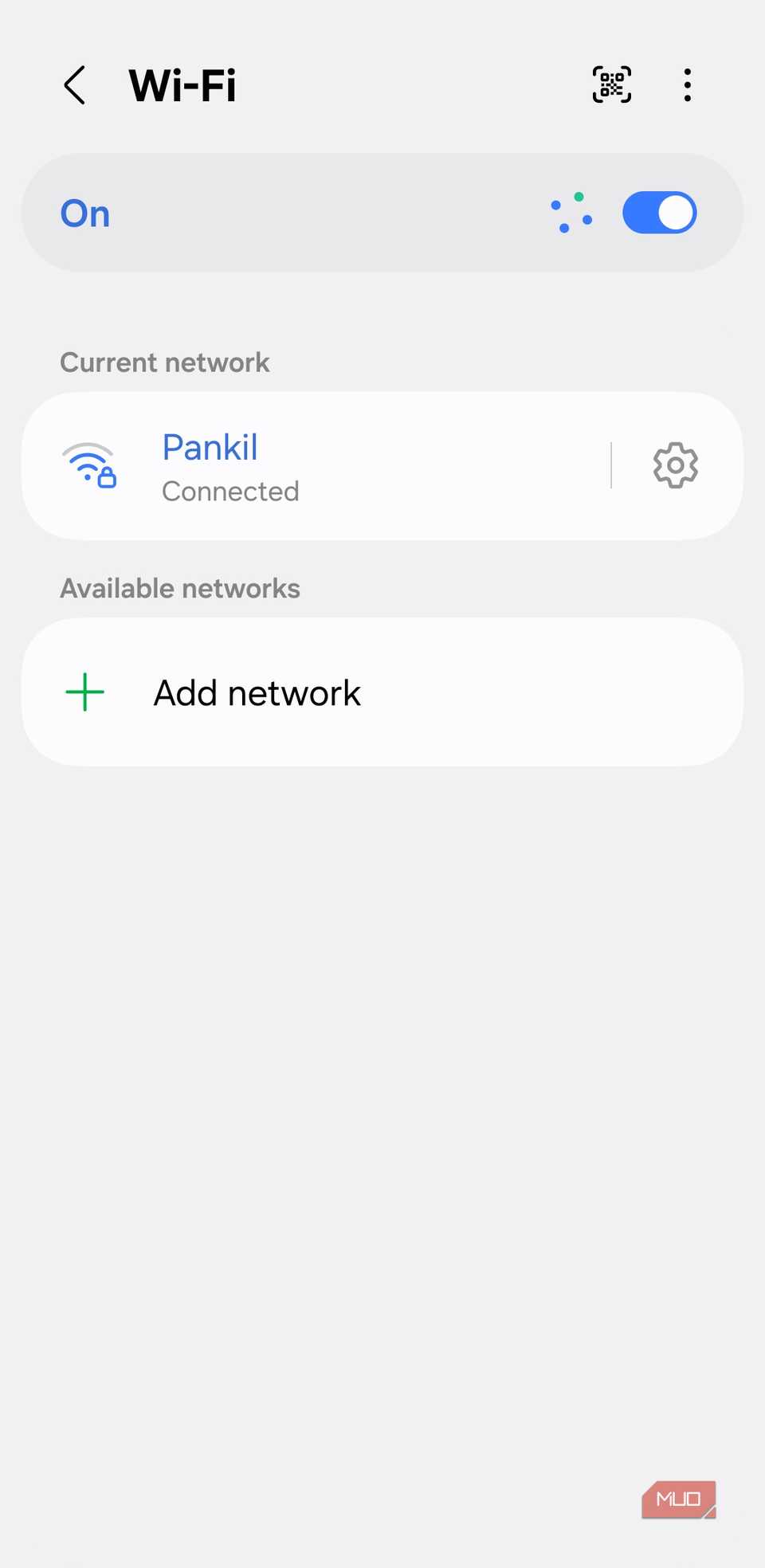 WiFi menu on Android