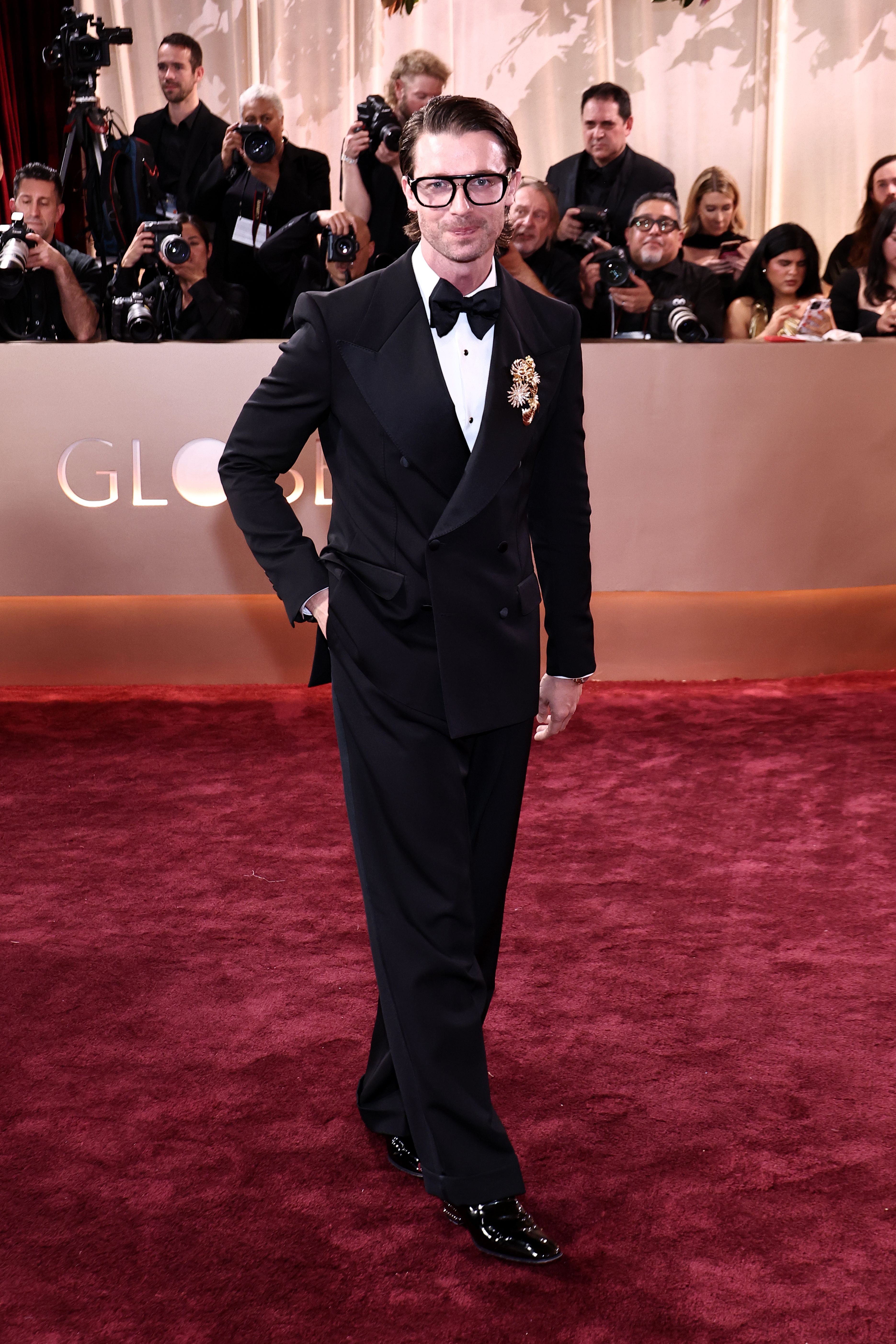 Patrick Schwarzenegger on the red carpet at the 83rd Annual Golden Globe Awards.