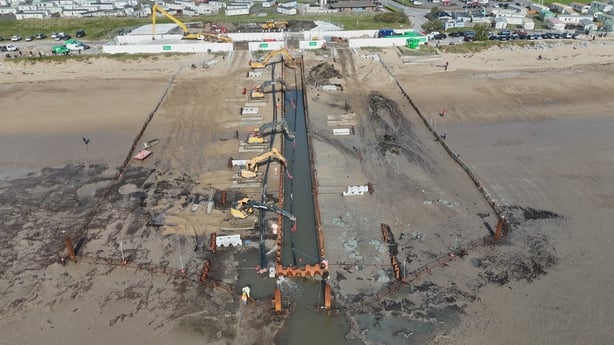 Work under way at Claycastle beach as part of the Celtic Interconnecter project.