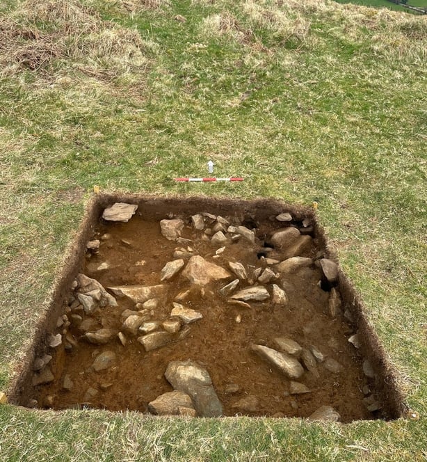 Stone features seen in trench