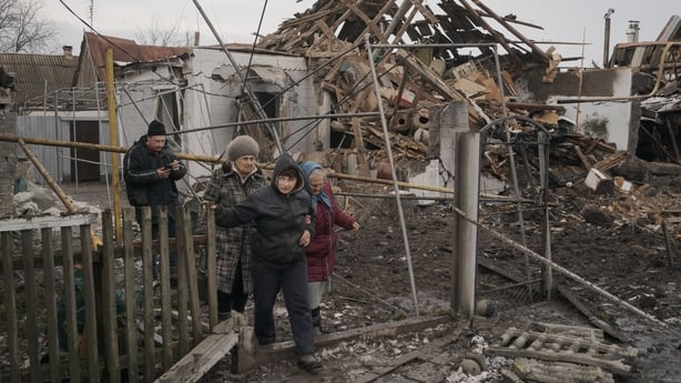 VILNYANSK, ZAPORIZHIA, UKRAINE - JANUARY 29: Citizens move away from homes that were damaged, and some completely destroyed, following Russian Shahed drone attack in Vilnyansk, Zaporizhia, Ukraine on January 29, 2026. Three people were killed in the attack: a 62-year-old man and two women aged 26 an
