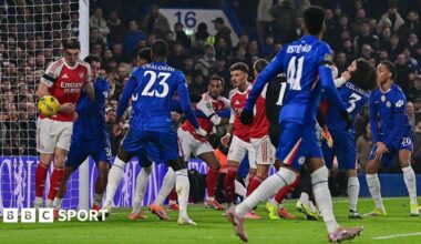 Ben White scores Arsenal's first goal against Chelsea
