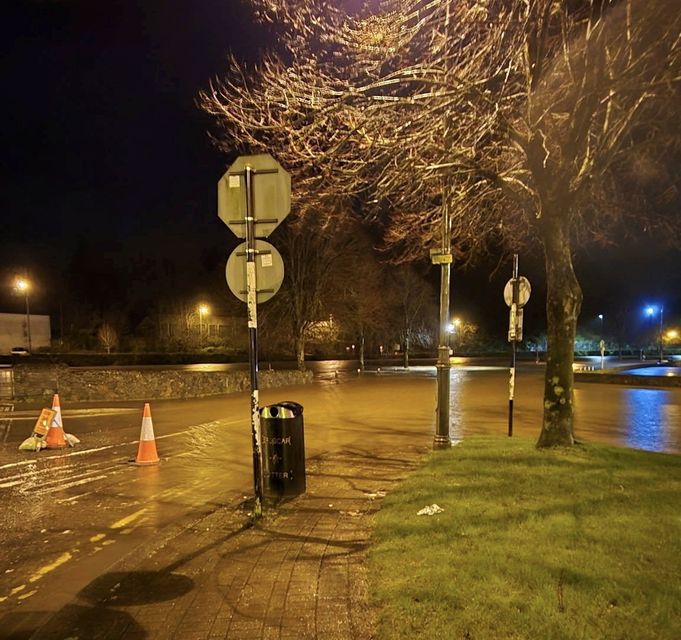 Flooding in Enniscorthy early Tuesday morning. Photo: Jo Murphy/Facebook