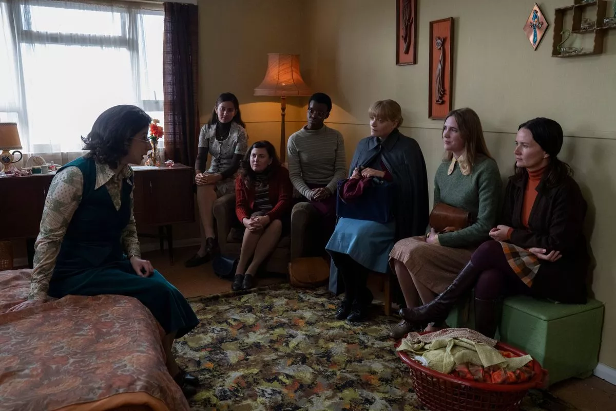 A collection of women talking at Women's Liberation Movement meeting