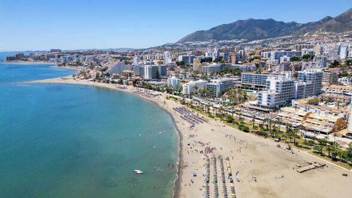 Aerial View of Benalmadena beach, Andalusia, Spain