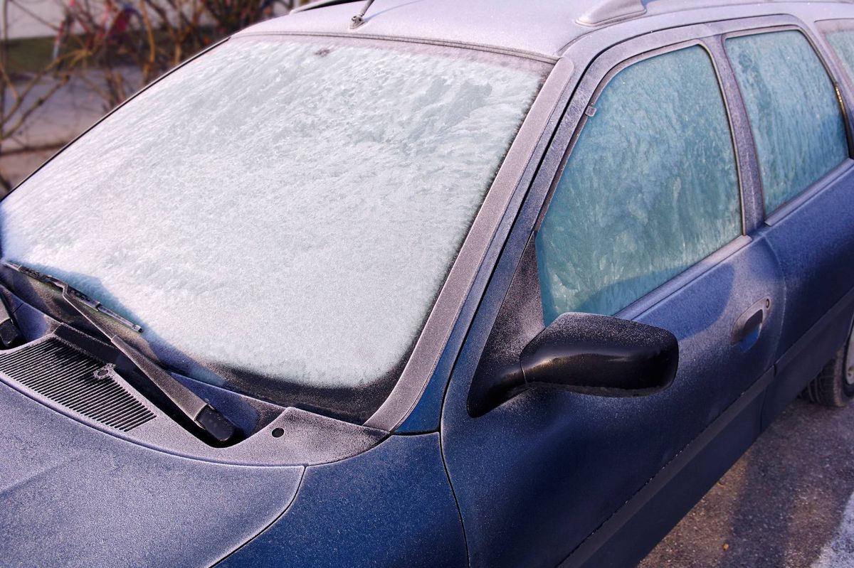 Car covered in frost (stock)