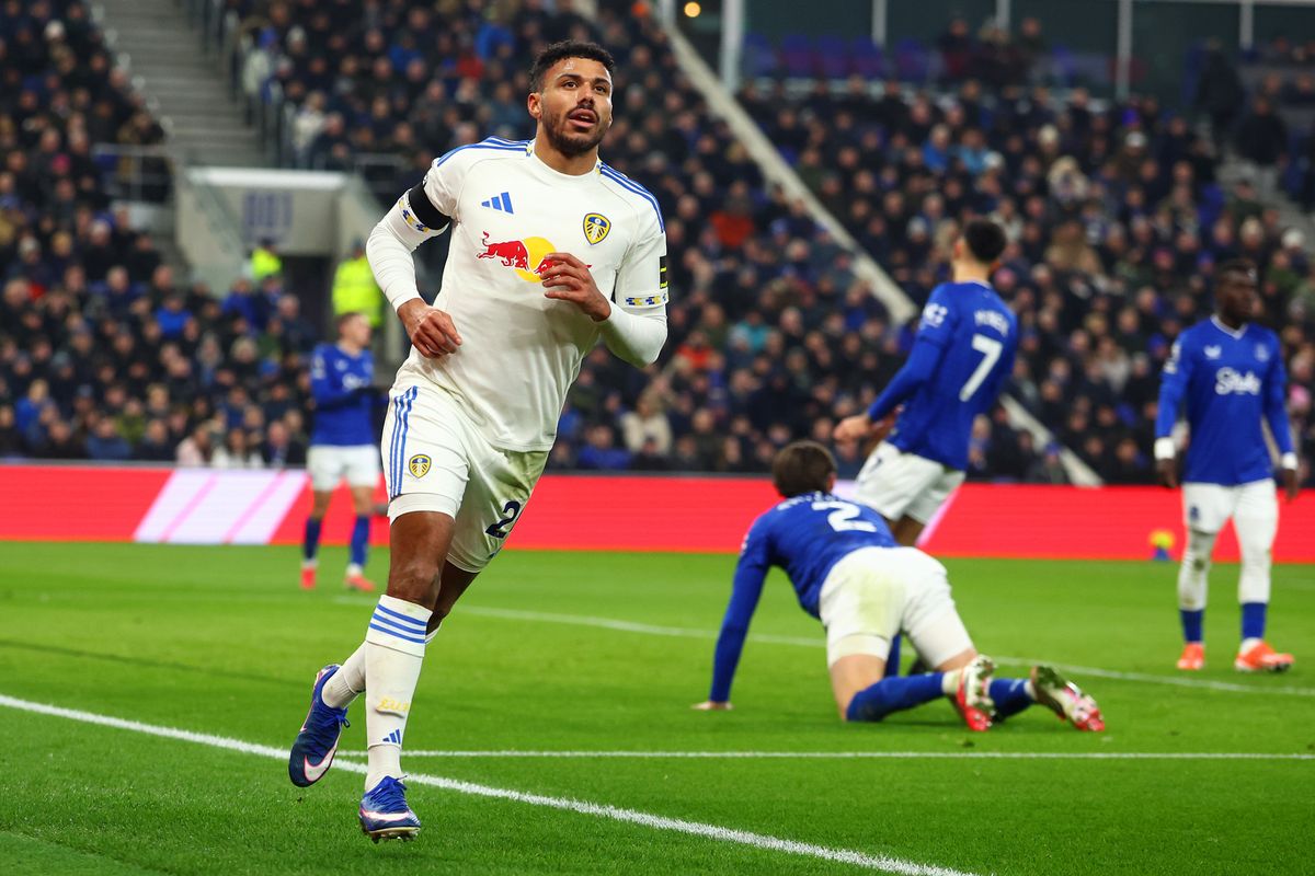 James Justin of Leeds United celebrates scoring