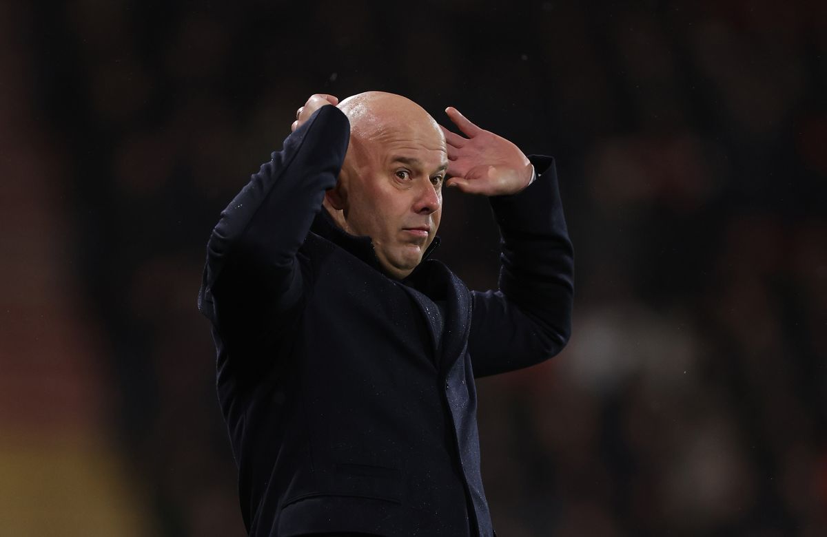 Arne Slot manager / head coach of Liverpool  reacts during the Premier League match between Bournemouth and Liverpool