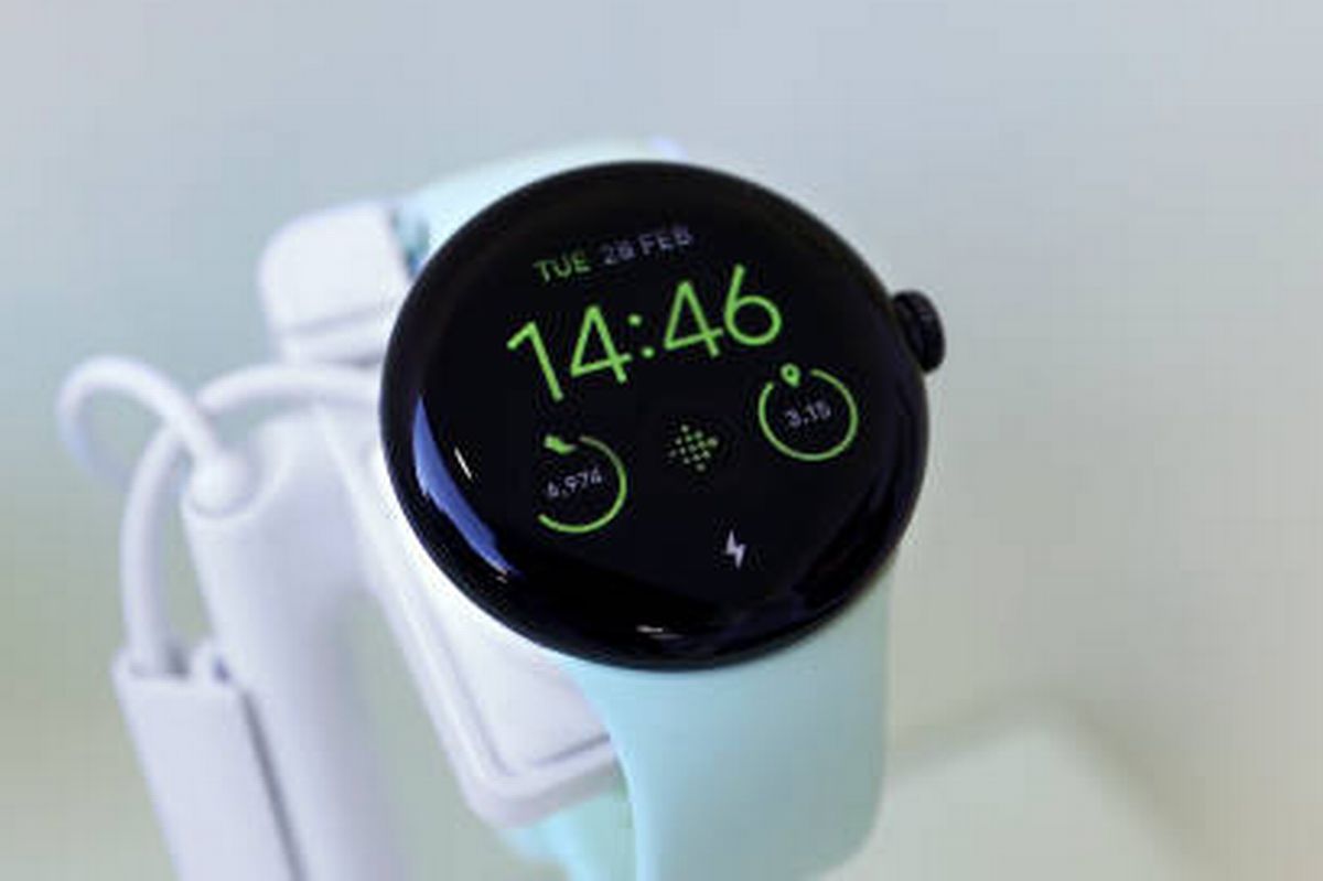 The Google Pixel Watch, the new smartwatch device by Google, is being exhibited on the Android Smart Home display during the Mobile World Congress 2023 on March 2, 2023, in Barcelona, Spain.