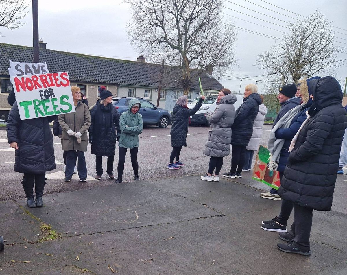 Protestors this morning