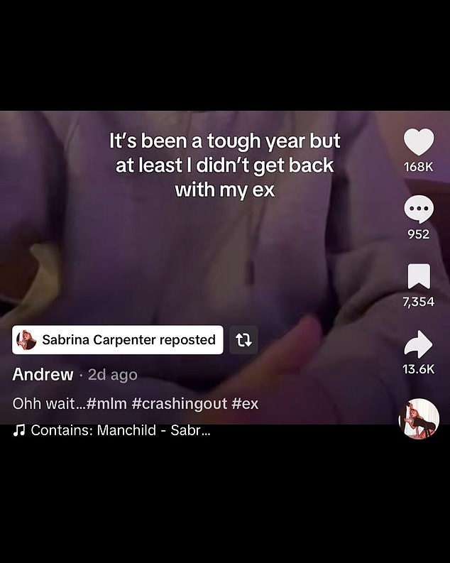 Despite it being over a year since they broke up Sabrina didn't hold back when referencing her relationship in a recent dig