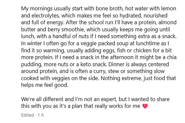 Millie wrote: 'What I eat in a day. I cut out refined sugar about a year ago, I try not to be too rigid with it, it¿s very much an 80/20 approach, but it¿s honestly really helped with my ADHD'