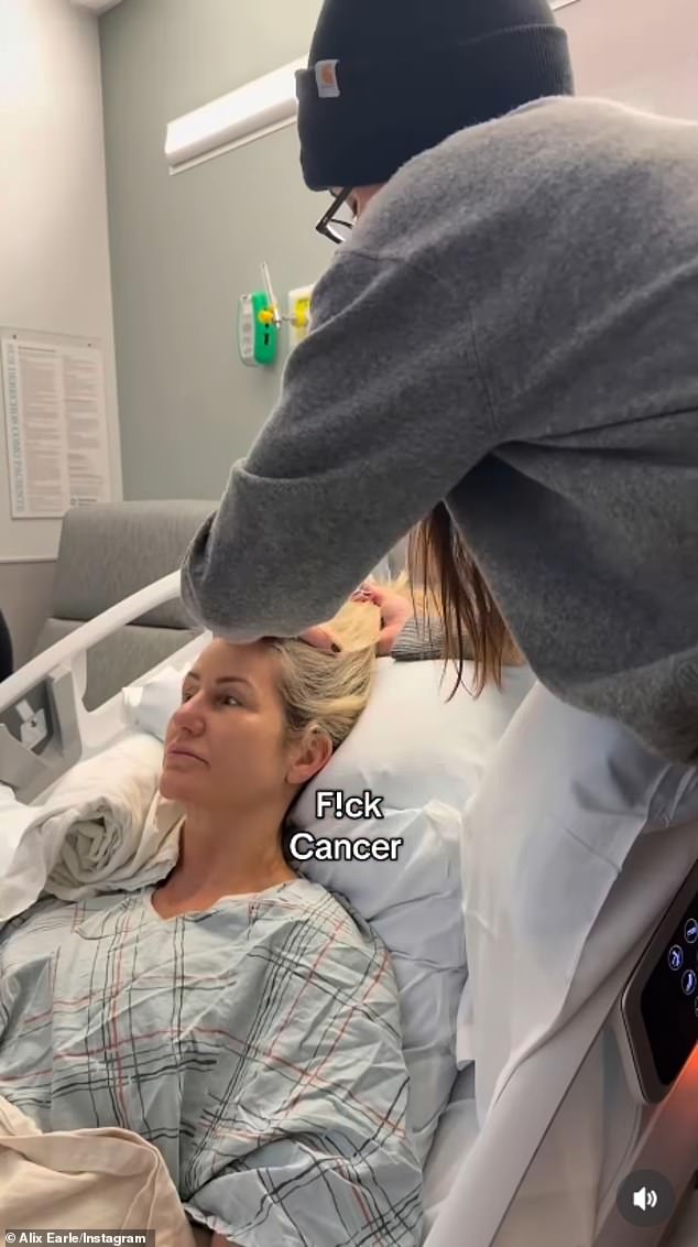 'Go momma!' Earle captioned her Instagram post Sunday. 'So proud and inspired by you. [There's] no challenge you can't face and come back stronger. I love you! #breastcancerawareness'