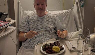 Piers Morgan had food from the upmarket Soho pub The Devonshire delivered to his hospital bed after breaking his hip in a painful fall, he revealed on Instagram on Wednesday