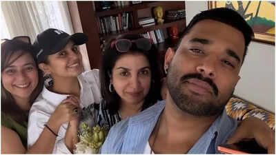 Huma Qureshi drops fun pics from Farah Khan's bash; the filmmaker jokes that the squished cake mirrors life at 61