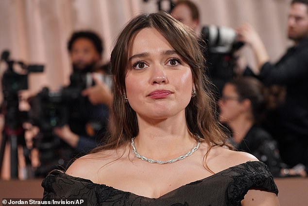 Aimee Lou Wood arrives at the 83rd Golden Globes on Sunday, Jan. 11, 2026, at the Beverly Hilton in Beverly Hills, Calif. (Photo by Jordan Strauss/Invision/AP)