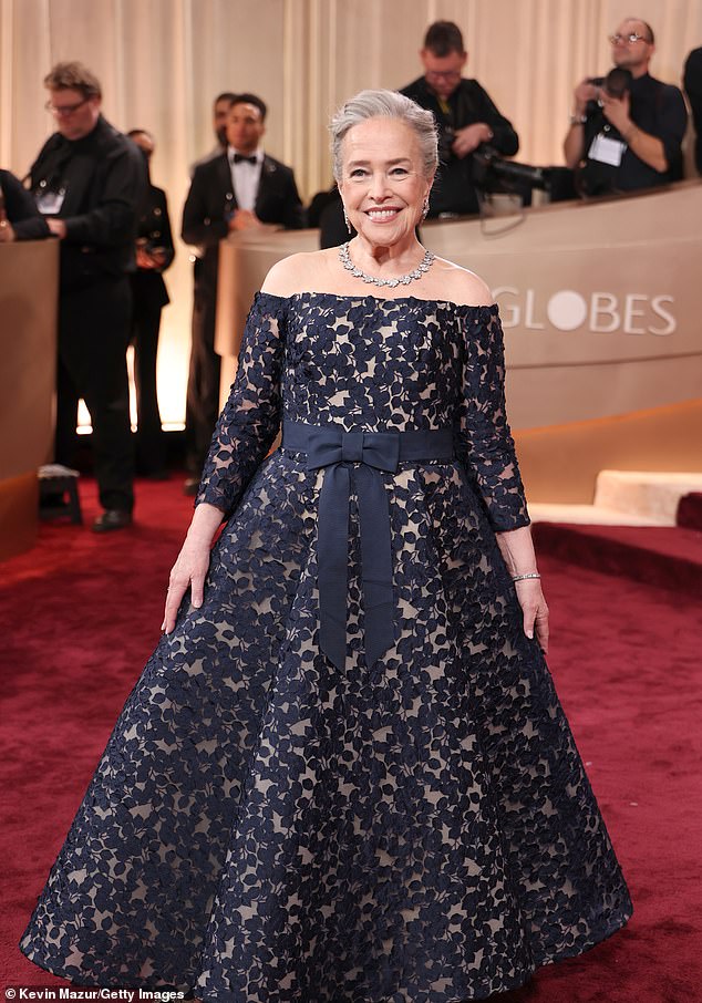 BEVERLY HILLS, CALIFORNIA - JANUARY 11: (FOR EDITORIAL USE ONLY) Kathy Bates attends the 83rd annual Golden Globe Awards at The Beverly Hilton on January 11, 2026 in Beverly Hills, California. (Photo by Kevin Mazur/Getty Images)