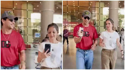 Arslan Goni playfully snatches Sussanne Khan’s phone at airport, reveals Hrithik Roshan on video call