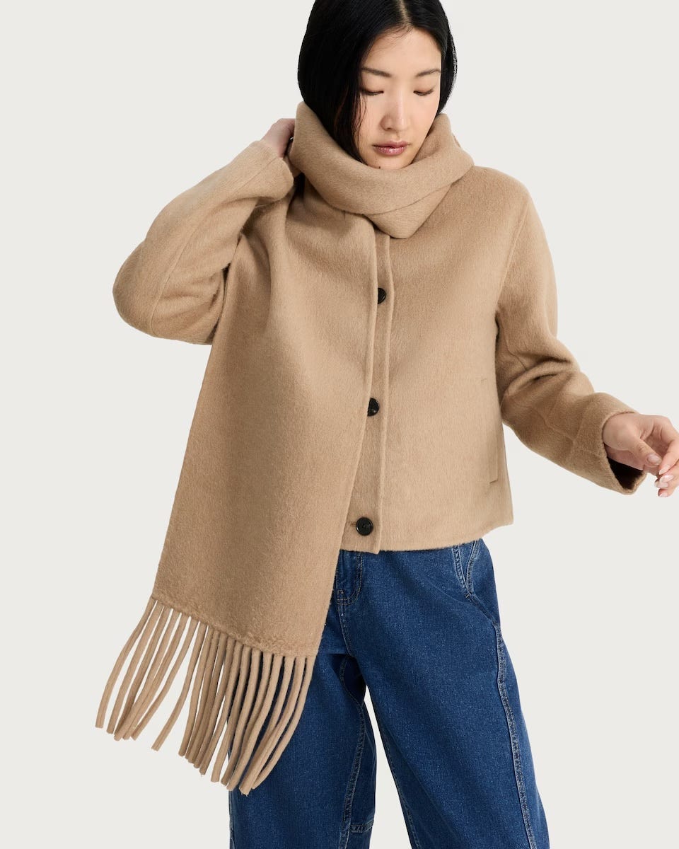 The F&F Edit Fringed Scarf Coat with Wool The F&F Edit Fringed Scarf Coat with Wool