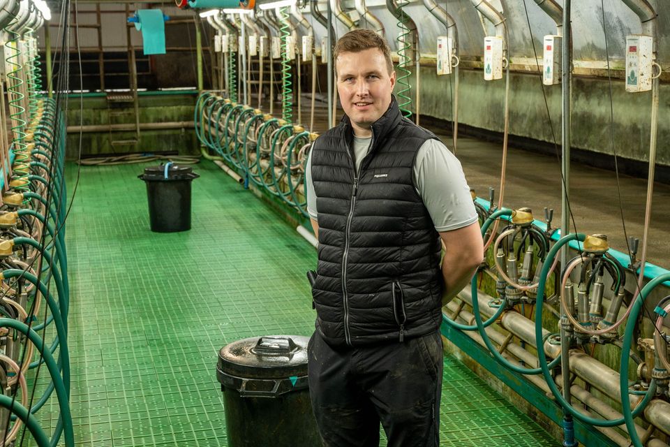 Omagh dairy farmer and social media influencer Andrew Wright in his parlour. Photos: Martin McKeown