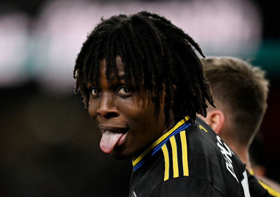 Manchester United's Patrick Dorgu celebrates his goal