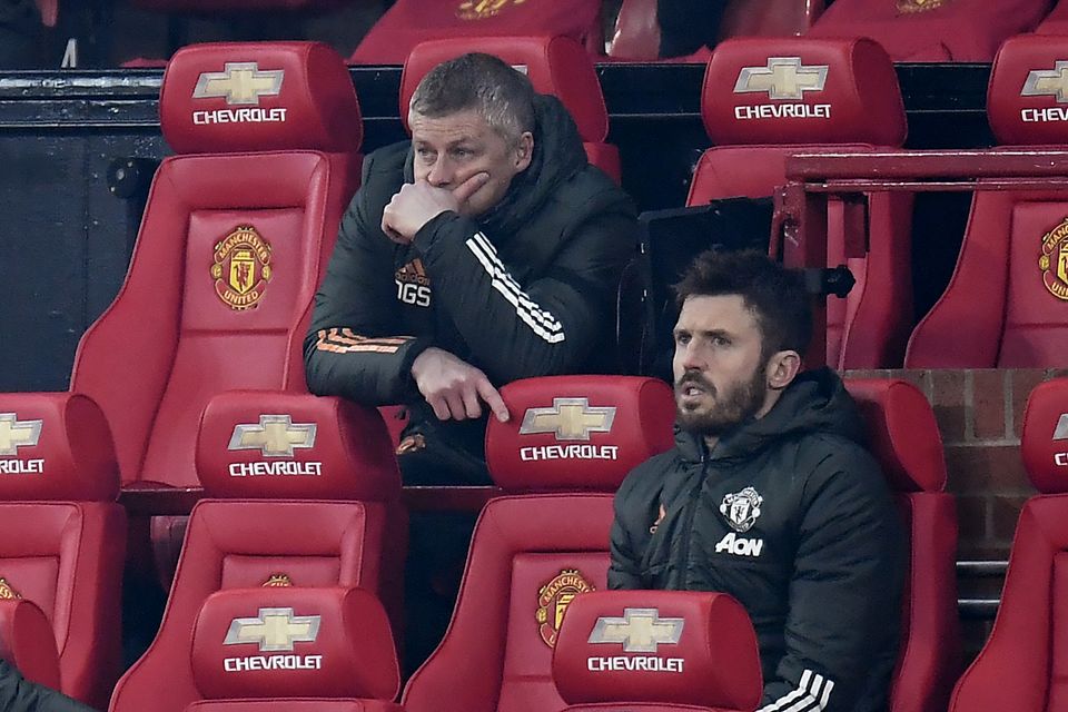 Ole Gunnar Solskjaer (top) and Michael Carrick are the leading contenders for the interim manager role (Peter Powell/PA)