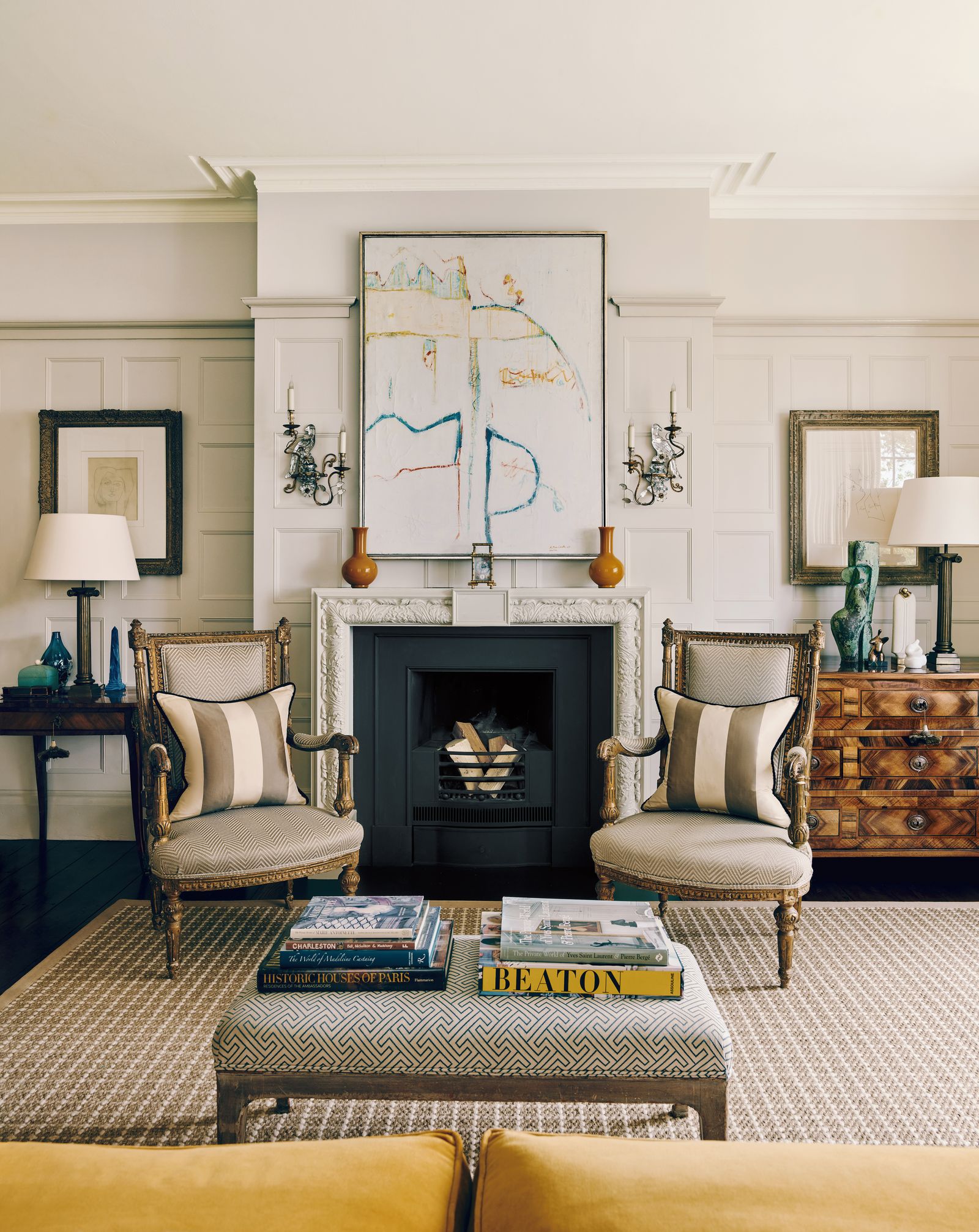 Image may contain Home Decor Fireplace Indoors Furniture and Table