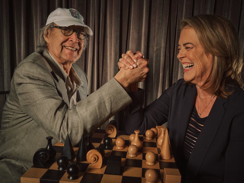 Chevy Chase with Marina Zenovich in New York. Photograph: Blaise Cepis/New York Times