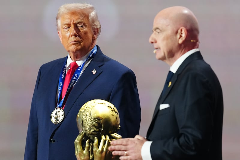 Given recent events, the Fifa Peace Prize, which Gianni Infantino presented to Donald Trump last month, isn’t just some harmless trinket. Photograph: Jia Haocheng/Pool/Getty Images