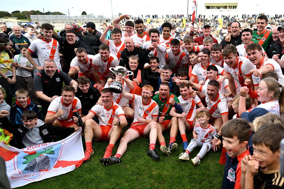An Ghaeltacht's team celebrate after winning the Kerry county intermediate club final against Fossa. Photo: Brendan Moran/Sportsfile