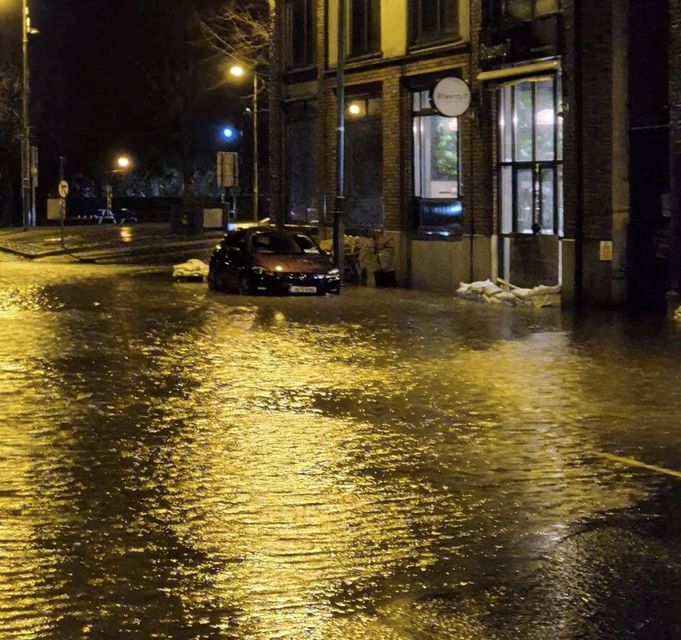 Flooding in Enniscorthy early Tuesday morning. Photo: Jo Murphy/Facebook