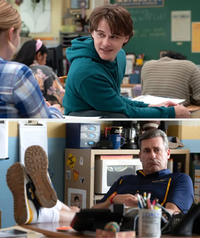 the two characters in different scenes