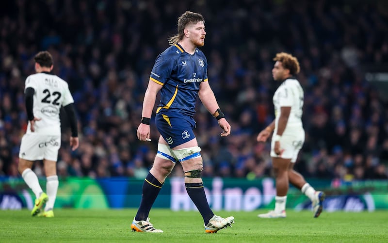 Investec Champions Cup Round 3, Aviva Stadium, Dublin 10/1/2026Leinster vs La RochelleLeinster’s Joe McCarthy leaves the pitch after receiving a yellow card Mandatory Credit ©INPHO/Nick Elliott