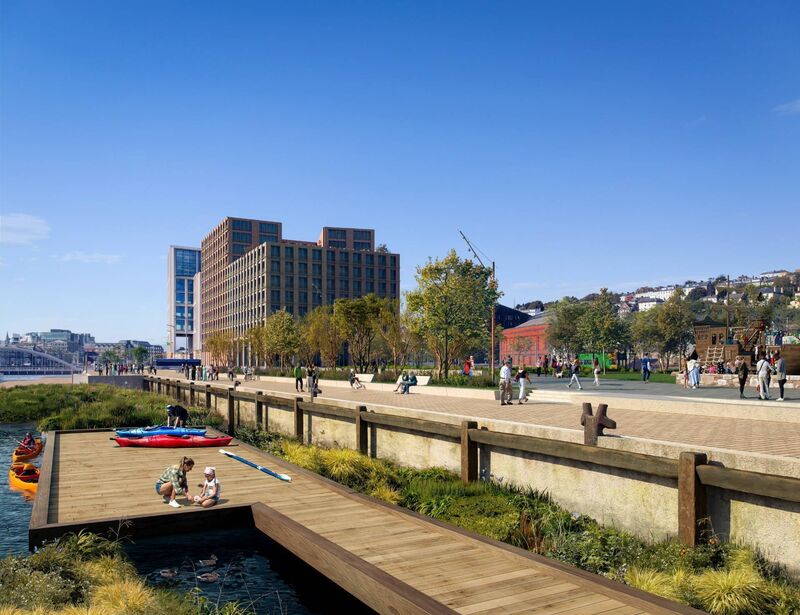 Conceptual views of the new public realm on Horgan's Quay in Cork's docklands 
