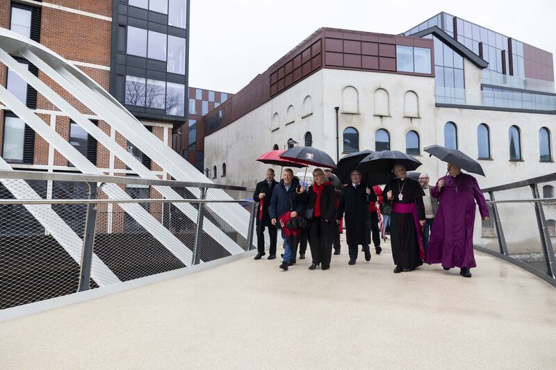 City officials and clerics at the opening of the new pedestrian and cycle bridge linking Lambley's Lane to Wandesford Quay, Cork City. Picture: Clare Keogh