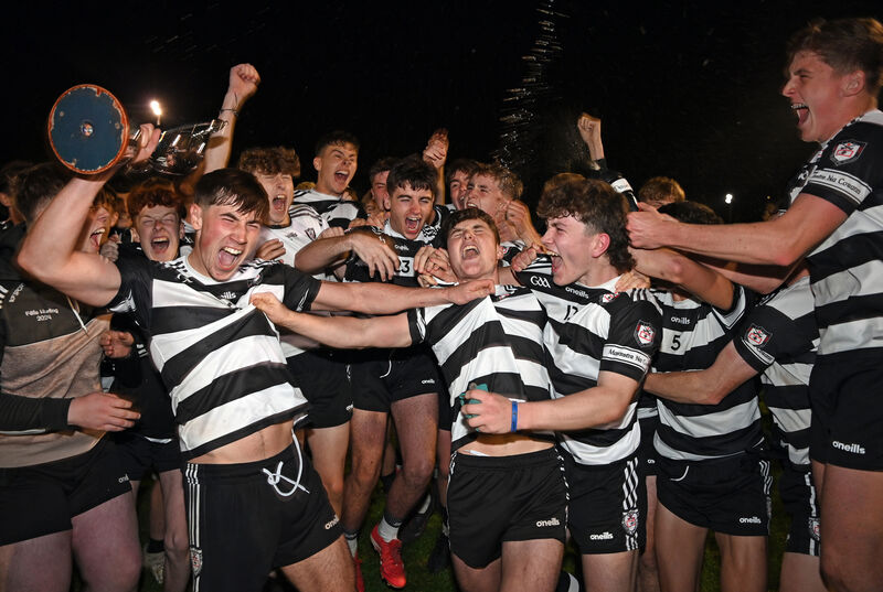 Midleton captain Ciaran Kelly and players celebrate after defeating Ballincollig by one point in the Rebel Óg U16 Premier 1 FC final at Sallybrook. Picture: Eddie O'Hare