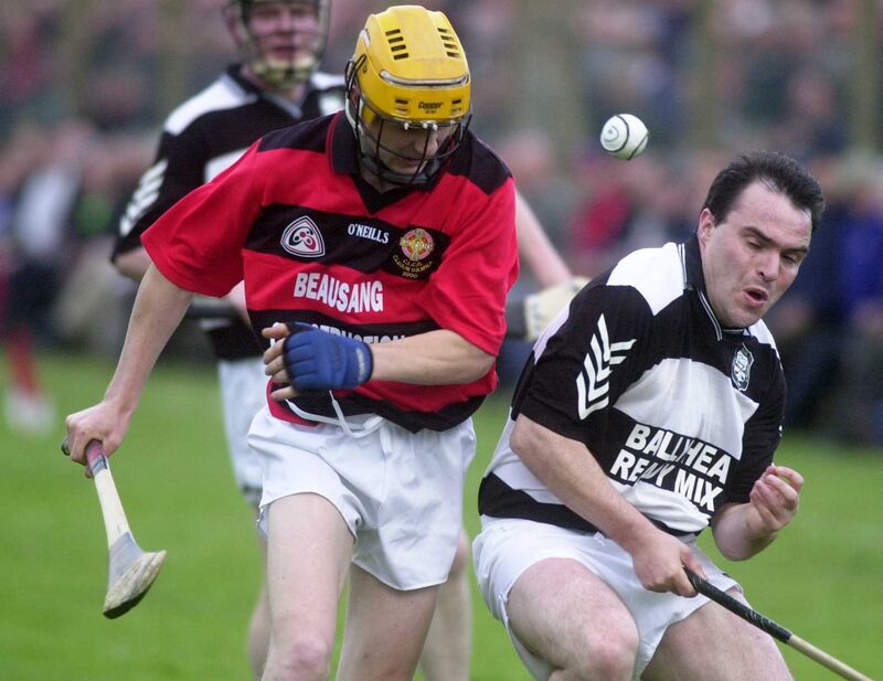 Cloyne's Ian Quinlan and Ballyhea's Noel Hanley tussle for the ball during the Cork SHC in 2000. Picture: Eddie O'Hare