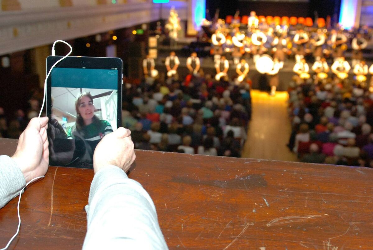 Deirdre O'Reilly watches the 'Concert for Dee' in 2014 via Skype from the National Rehabilitation Hospital in Dublin. Picture: Larry Cummins
