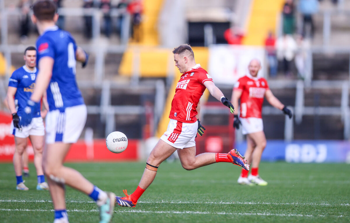 Cork's Steven Sherlock kicks over the match winning score from a two-point free. Picture: INPHO/Tom Maher