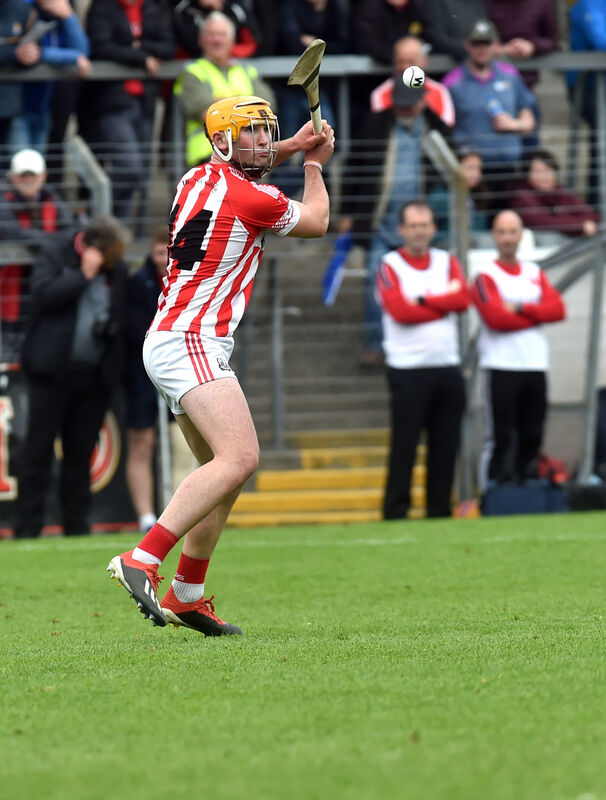 Imokilly's Declan Dalton strikes over a free against St Finbarr's in 2019. Picture: Eddie O'Hare
