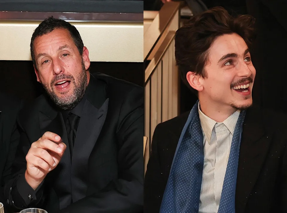 <p>Another hilarious part of Nikki's opening act was when she playfully teased <a href="https://www.eonline.com/news/timothee_chalamet" rel="nofollow noopener" target="_blank" data-ylk="slk:Timothée Chalamet;elm:context_link;itc:0;sec:content-canvas" class="link "><strong>Timothée Chalamet</strong></a>, who was nominated in the Best Actor in a Motion Picture—Drama category for his <a href="https://www.eonline.com/news/1409785/timothee-chalamet-details-how-he-transformed-into-bob-dylan-for-movie" rel="nofollow noopener" target="_blank" data-ylk="slk:portrayal of Bob Dylan;elm:context_link;itc:0;sec:content-canvas" class="link ">portrayal of <strong>Bob Dylan</strong></a> in <em>A Complete Unknown </em>and brought <a href="https://www.eonline.com/news/kylie_jenner" rel="nofollow noopener" target="_blank" data-ylk="slk:Kylie Jenner;elm:context_link;itc:0;sec:content-canvas" class="link "><strong>Kylie Jenner</strong></a> as his date.</p> <p><br>"Timothée, you’re just so great at playing these beloved eccentrics—Dylan, Willy Wonka. Who’s next? <a href="https://www.eonline.com/news/adam_sandler" rel="nofollow noopener" target="_blank" data-ylk="slk:Adam Sandler;elm:context_link;itc:0;sec:content-canvas" class="link "><strong>Adam Sandler</strong></a>?" she said. "Please! Actually, your name sounds like something Adam Sandler would say."<br><br>And after asking, "Sandler, can I get a 'Chalamet?'" the <em>Happy Gilmore</em> star obliged and said the name in his iconic voice.</p>