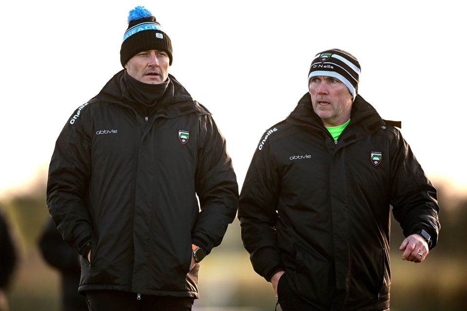 Sligo joint managers Eamonn O'Hara, left, and Dessie Sloyan enjoyed some early-season silverware in the FBD Connacht Shield. Photo: Shauna Clinton/Sportsfile