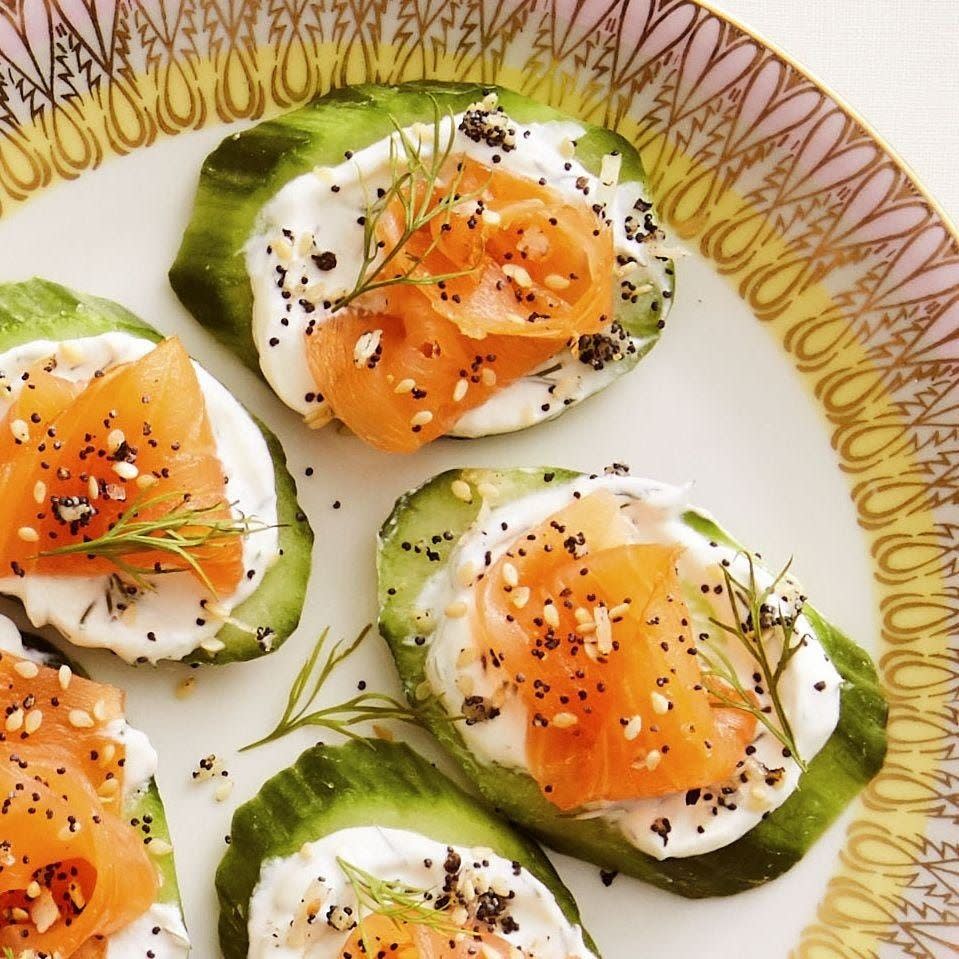high protein snacks cucumber smoked salmon bites