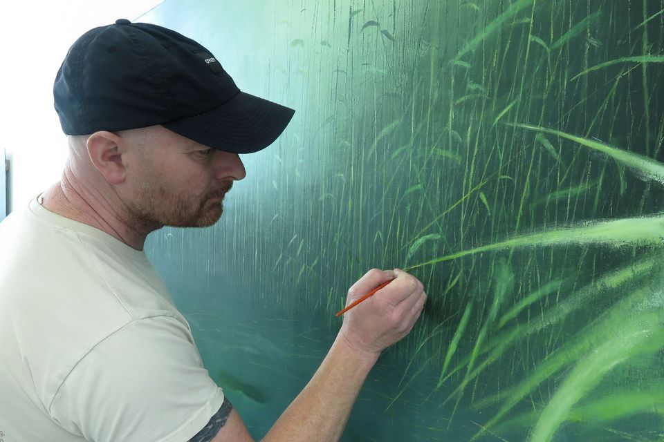 Visual artist, Daniel Chester, originally from Enniscrone and now living in Dromahair, at work.