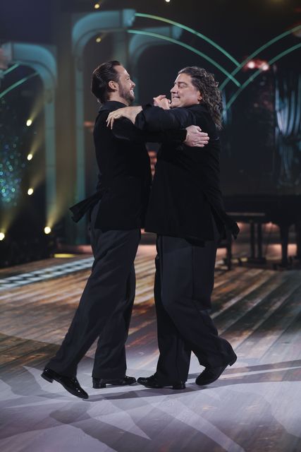 Singer Brian Kennedy with Pro Dancer James Cutler during the live show of RTE’s Dancing With The Stars. Photo: Kyran O’Brien