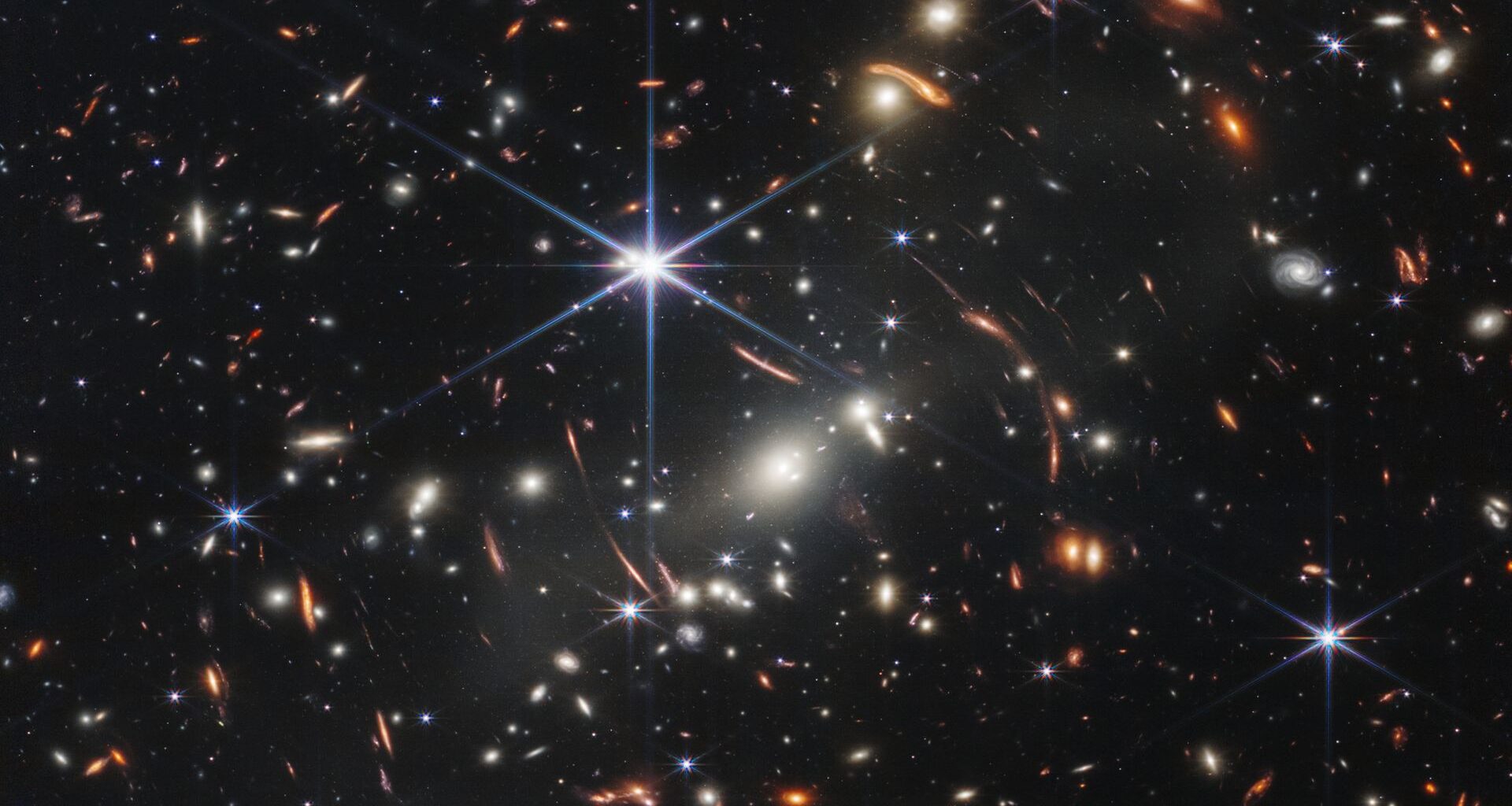 The James Webb Space Telescope deep field image showing some of the earliest and most distant galaxies ever seen.