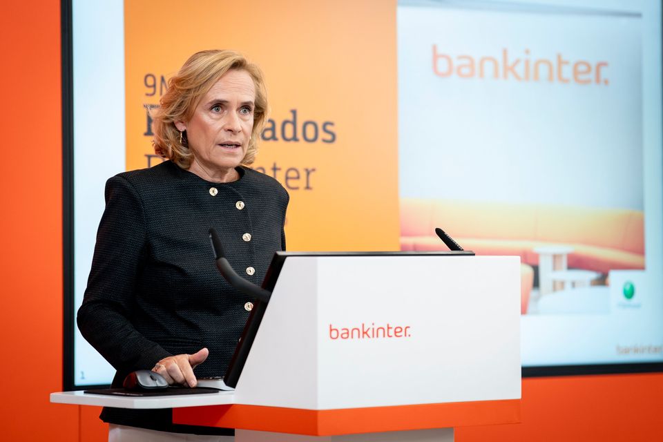 Bankinter's CEO, Gloria Ortiz, during a press conference at Bankinter's headquarters on October 23, 2025, in Madrid, Spain. Photo: A Perez Meca/Europa Press via Getty Images)